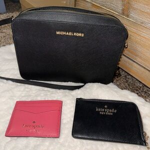 Michael Kors Black Crossbody Bag with Gold Details